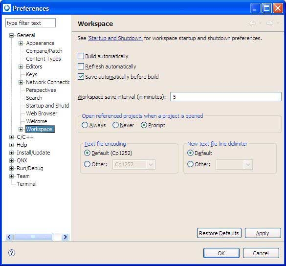 Workbench preferences