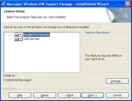 Custom Setup dialog