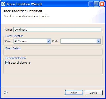 System Profiler: Trace Condition wizard